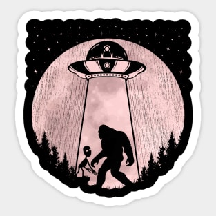 Bigfoot Ufo Abduction aliens Sticker